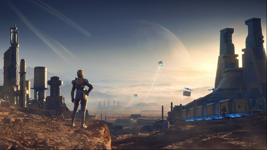 SpaceCraft: Key art for SpaceCraft depicts an astronaut overlooking a facility on a desert planet.