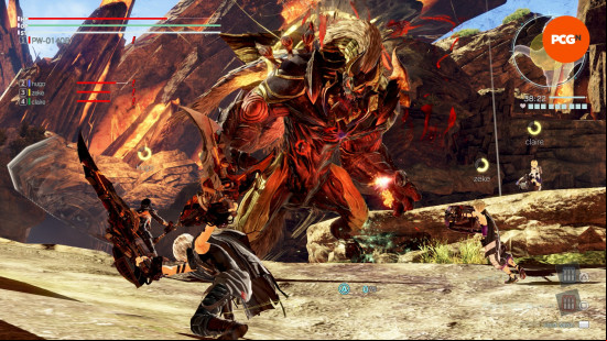 A human swordsman takes on an Arigami in God Eater 3, one of the best games like Monster Hunter.