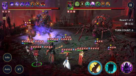 Best laptop games: Raid: Shadow Legends. Image shows a team of champions fighting a giant spider monster.