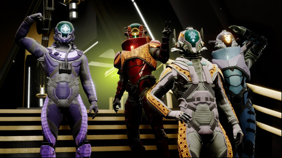 A bunch of characters standing together in Void Crew gameplay