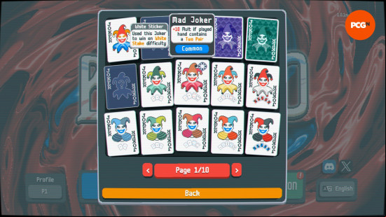 The player looks through their collection of Jokers to Prorder Cards in one of the best Balatro mods.