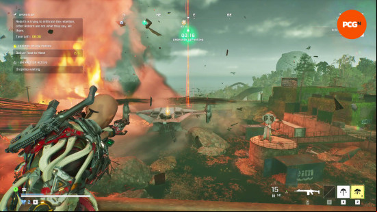 Exoborne gameplay impressions: a firestorm coming in hot over an evac site
