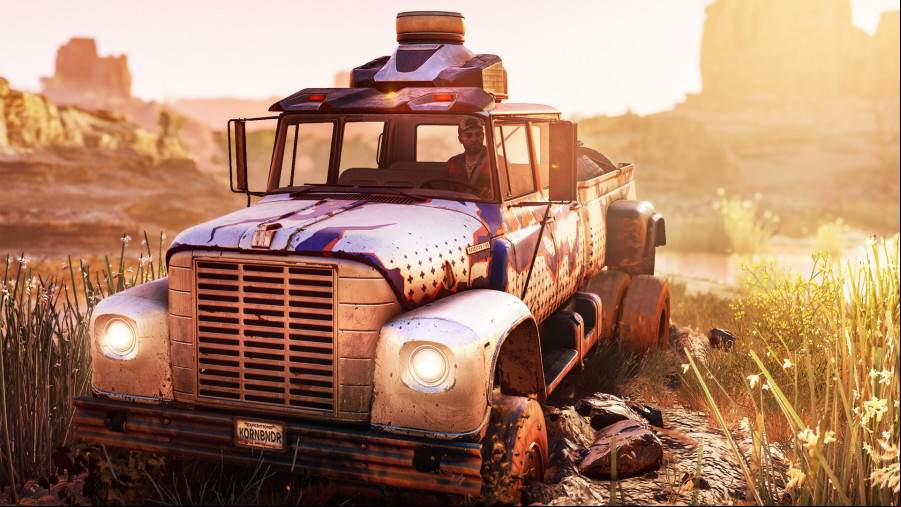 Expeditions: A MudRunner Game, a truck in mud with the driver inside.