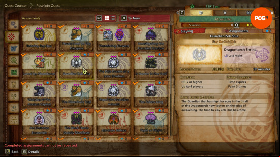 screen showing monster hunter wilds main assignment hunts