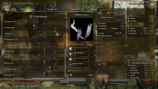 A breakdown of the weapon tree and equipment stats for the best Monster Hunter Wilds Bow