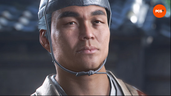Assassin's Creed Shadows bosses: a strong-browed man wearing a silvery hat