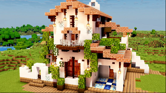 Minecraft houses: A Spanish style villa in Minecraft.