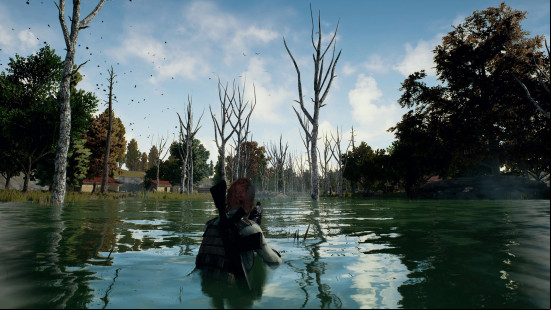 Best battle royale games: Player Unknown Battlegrounds a.k.a PUBG. Image shows a person wading through a river.