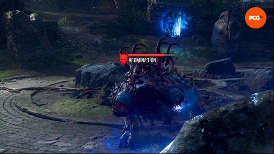 BO6 Shattered Veil main quest: a monstrous Abomination surrounded by glowing blue stones