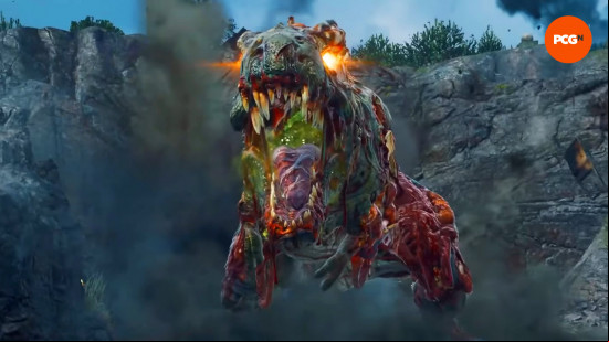 Black Ops 6 Shattered Veil main quest: the mighty Z-Rex with its glowing eyes
