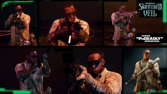 Black Ops 6 Shattered Veil main quest rewards: Carver wearing a beige and cream outfit with adjustable goggles