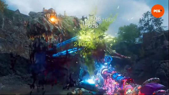 Black Ops 6 Shattered Veil main quest: hitting the glowing critical spot on the Z-Rex