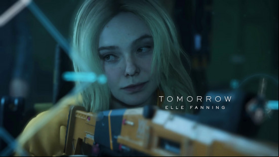 Death Stranding 2 voice actors: a blonde woman with long hair, holding an orange weapon