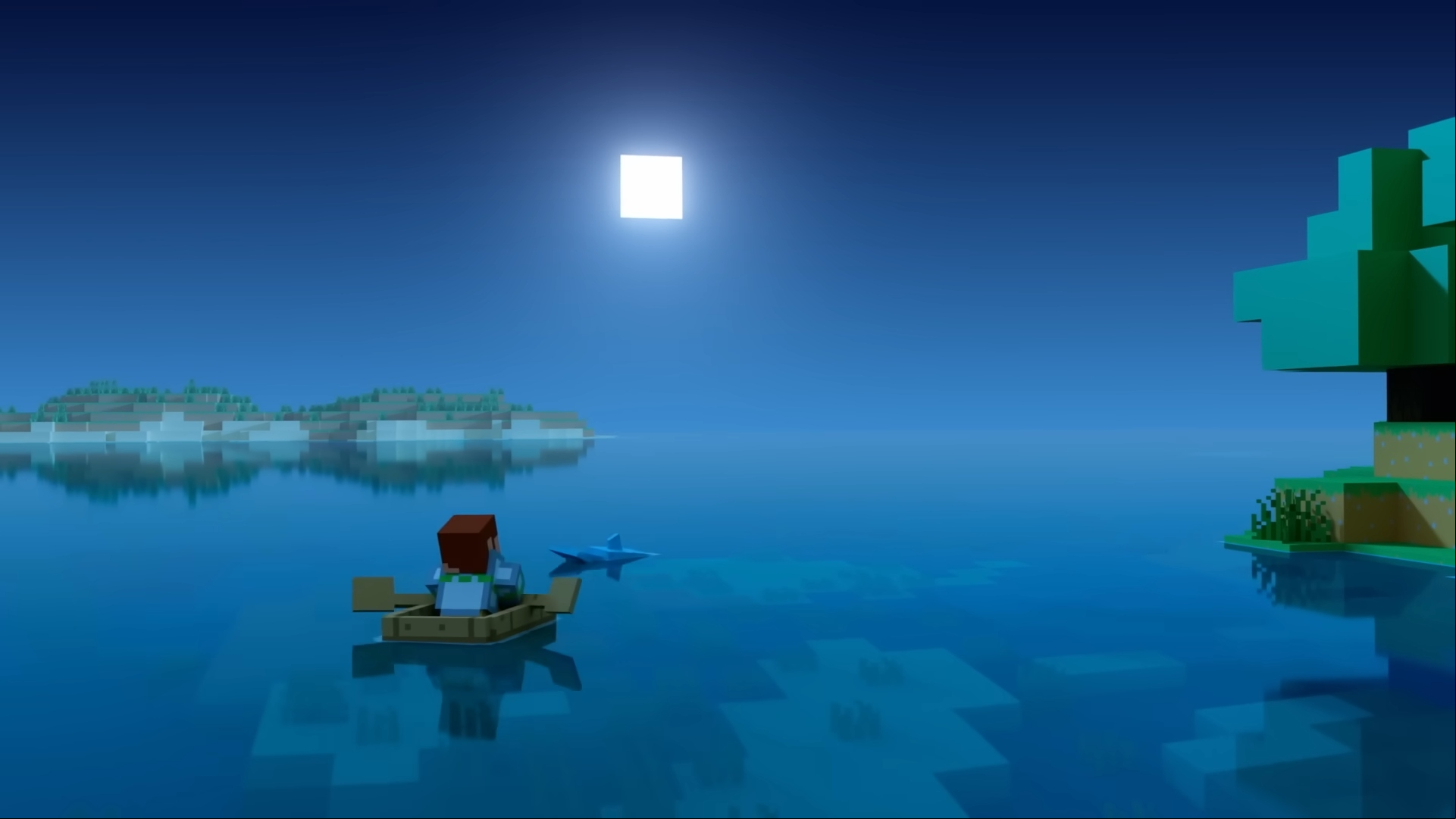 Minecraft VPN image showing the character sailing out on safe seas in a screenshot taken from the Bundles of Bravery trailer.