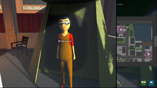 A man in front of a tent next to a chair in Schedule 1.