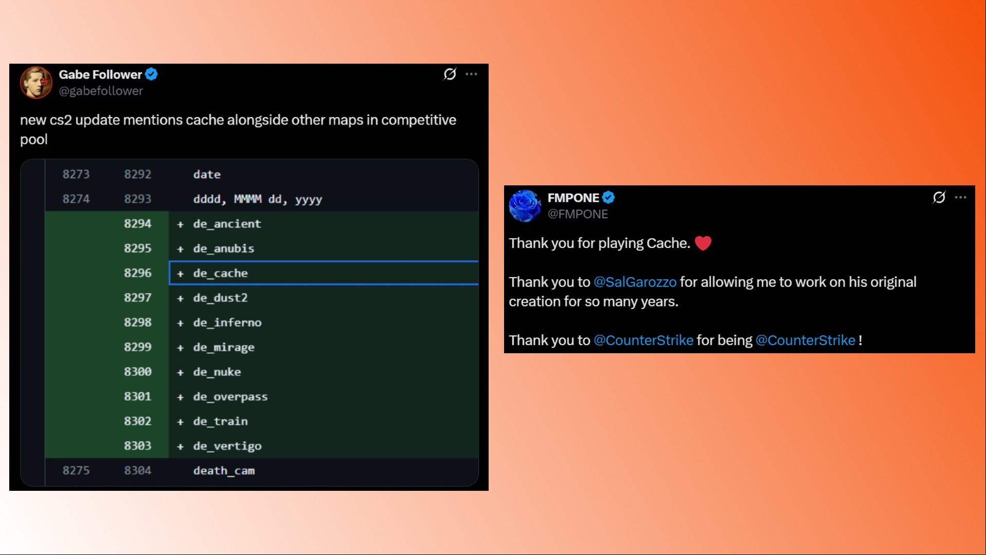 Counter-Strike 2 Cache: Two posts discussing the Cache map for Counter-Strike