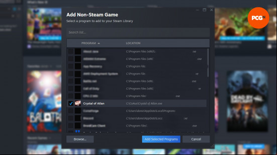 Crystal of Atlan appears in a list of non-Steam games able to be added to Steam.