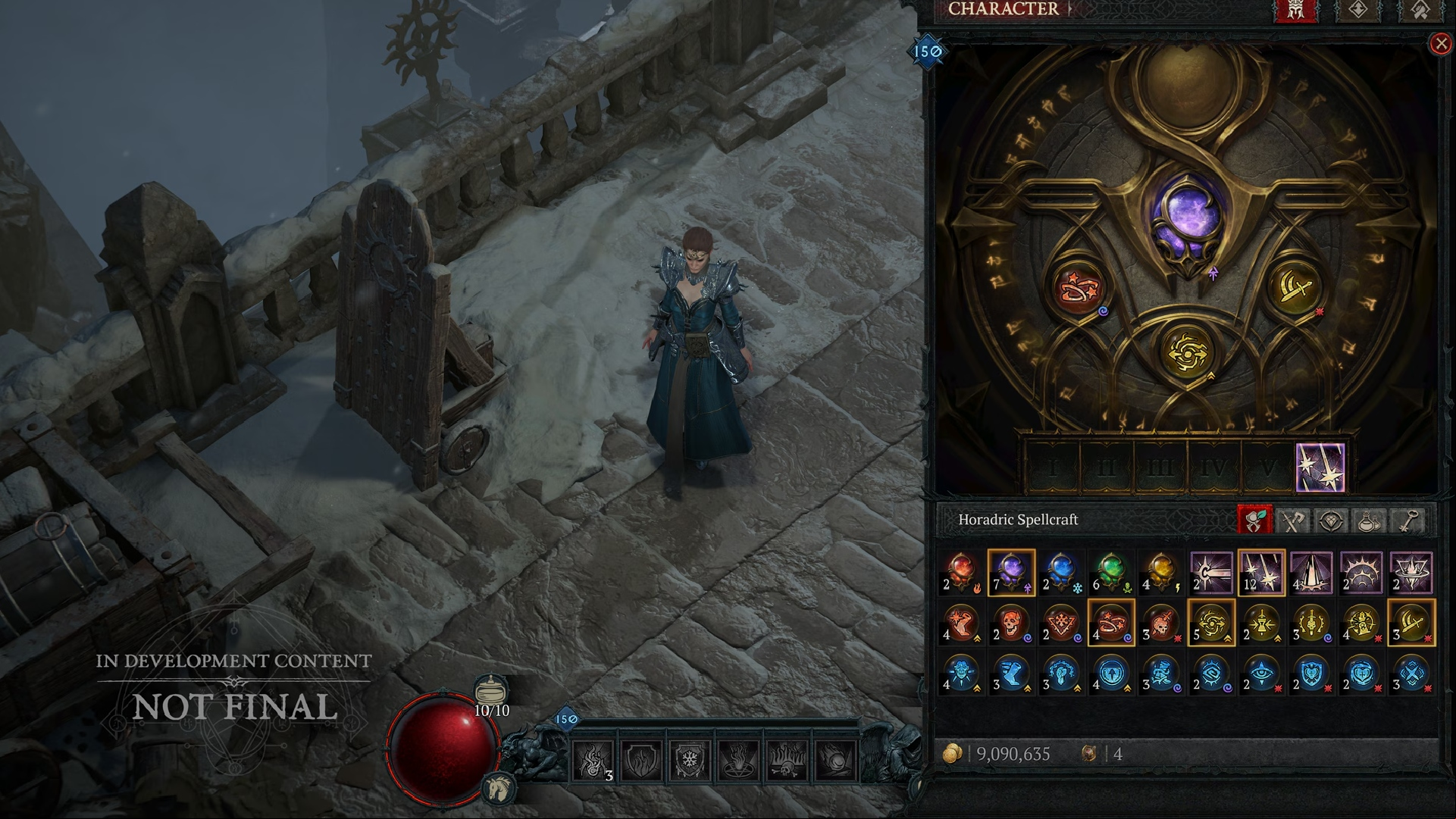 Diablo 4 Season 9: A screenshot of a spellcrafting menu in Diablo 4