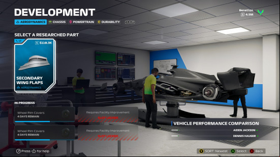F1 25 review: the My Team development menu.