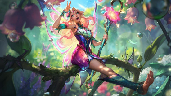 LoL skin sale: a fairy life female with blonde hair and a colorful staff.
