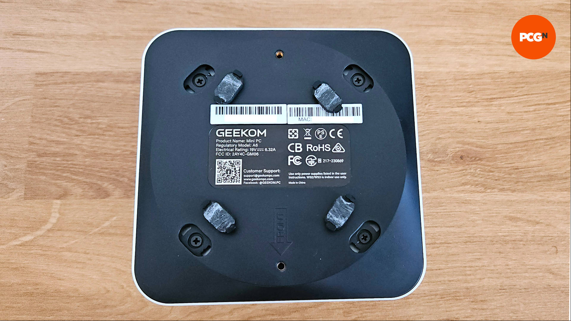Removing the feet from the Geekom A6 mini gaming PC