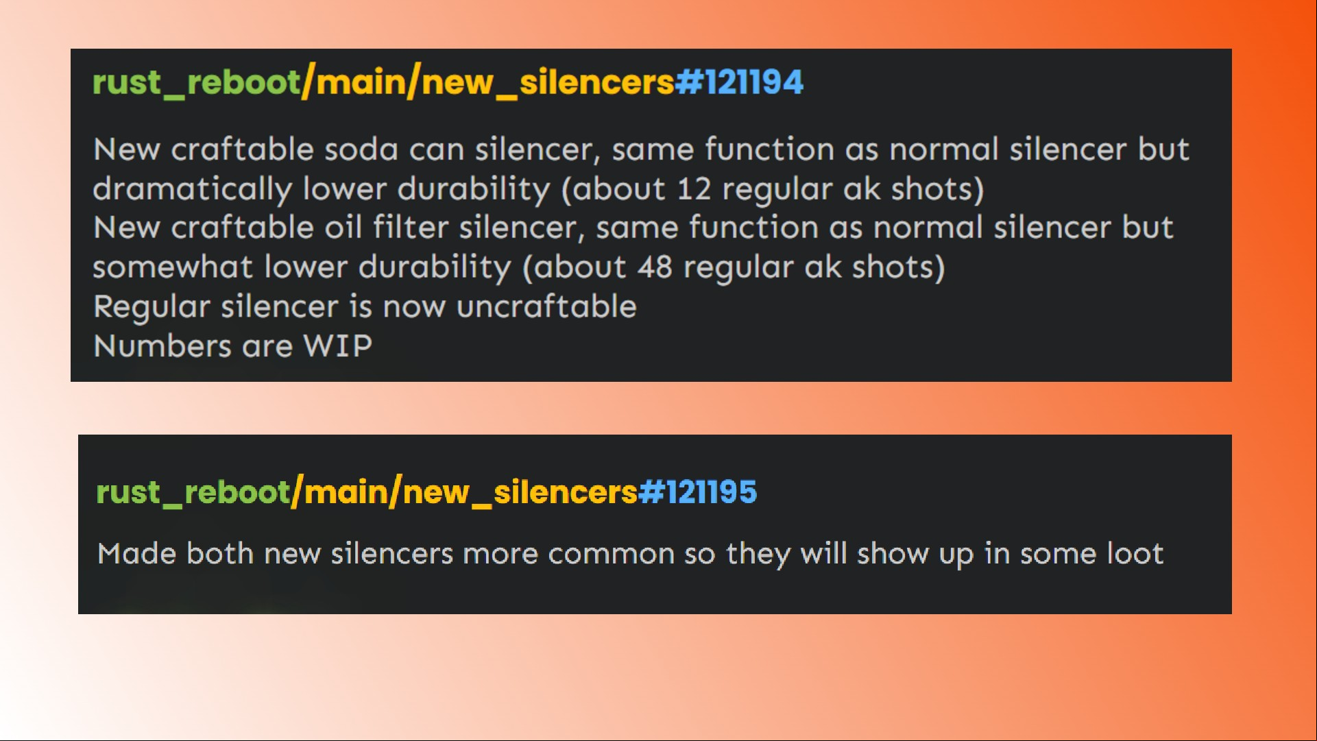 New Rust update silencers: A post from survival game developer Facepunch