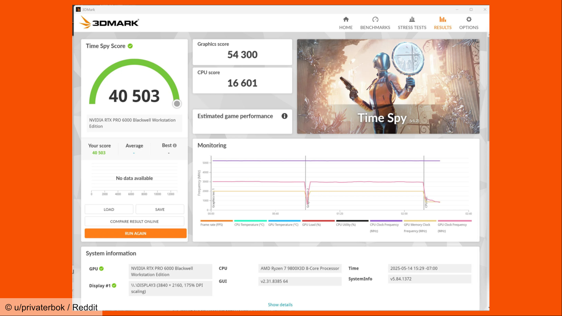 RTX Pro 6000 TimeSpy benchmark