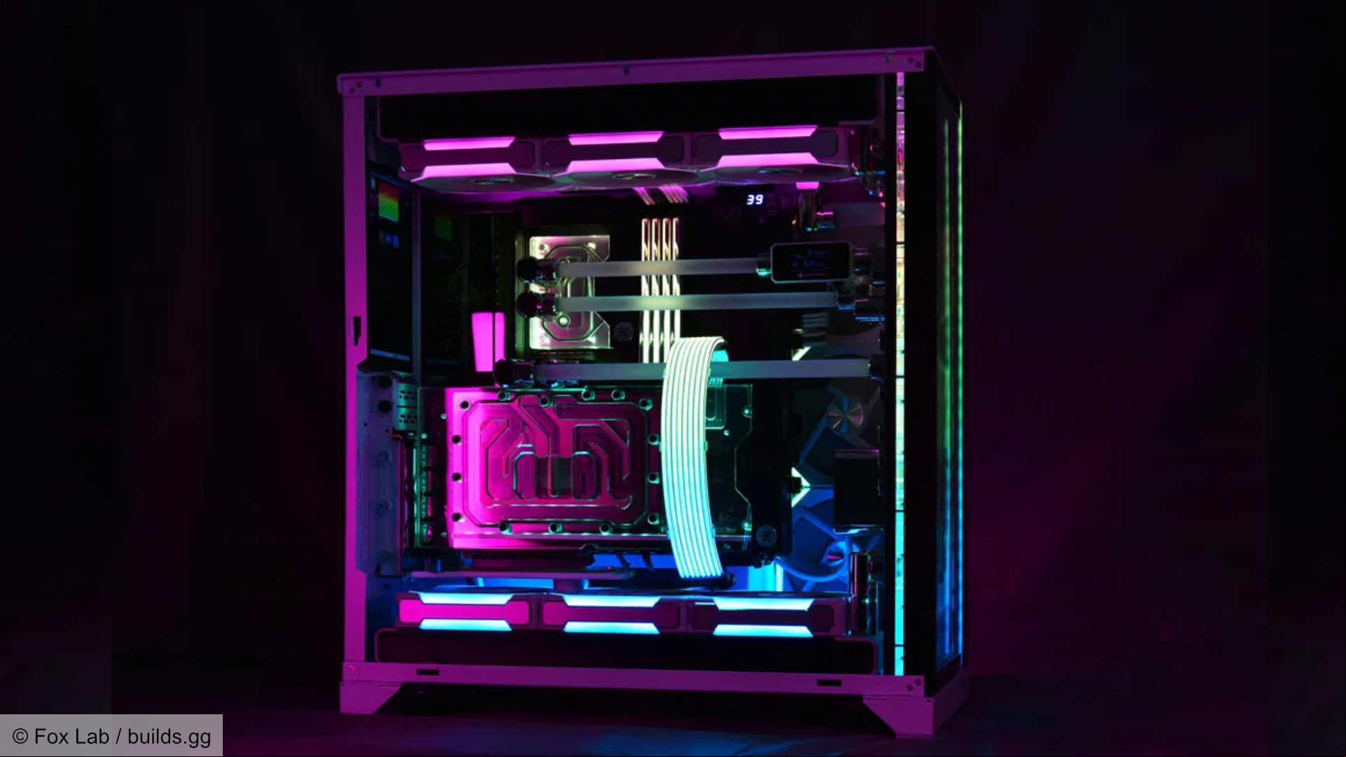 Side view of the sci-fi gaming PC build